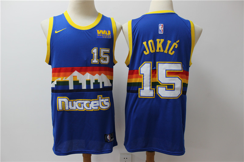 Men Denver Nuggets 15 Jokic Blue Game Nike NBA Jerseys 2